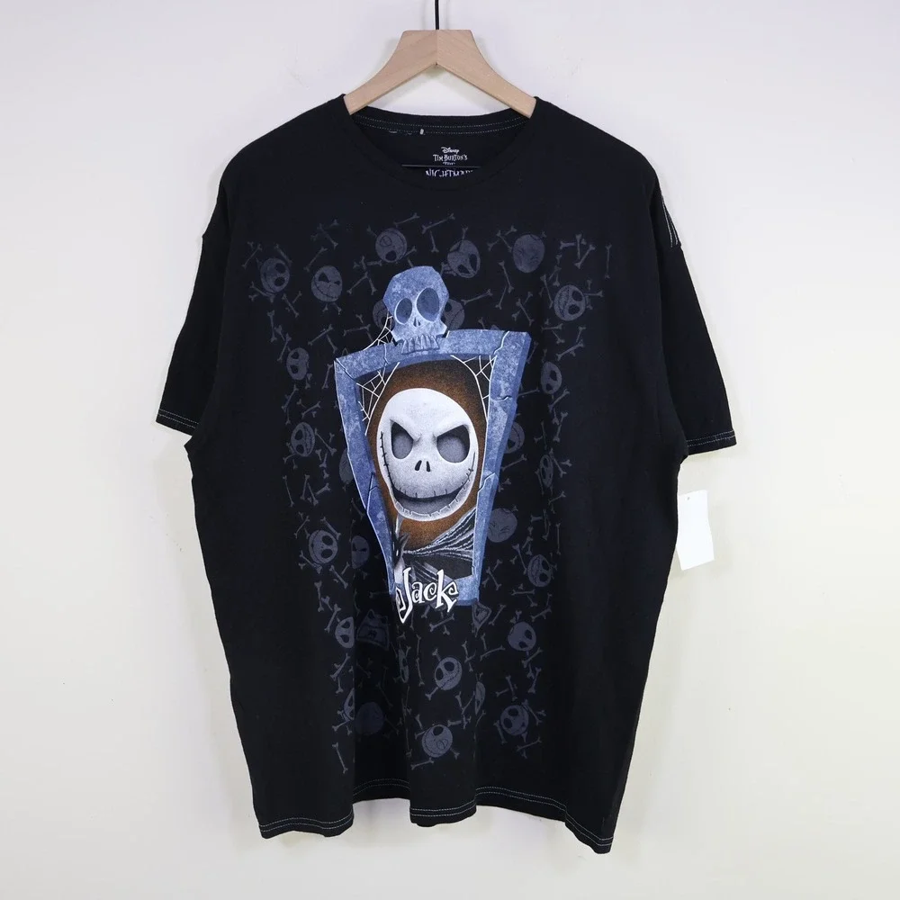 Disney Nightmare Before Christmas Jack Skellington Coffin T-Shirt 2XL Goth Black